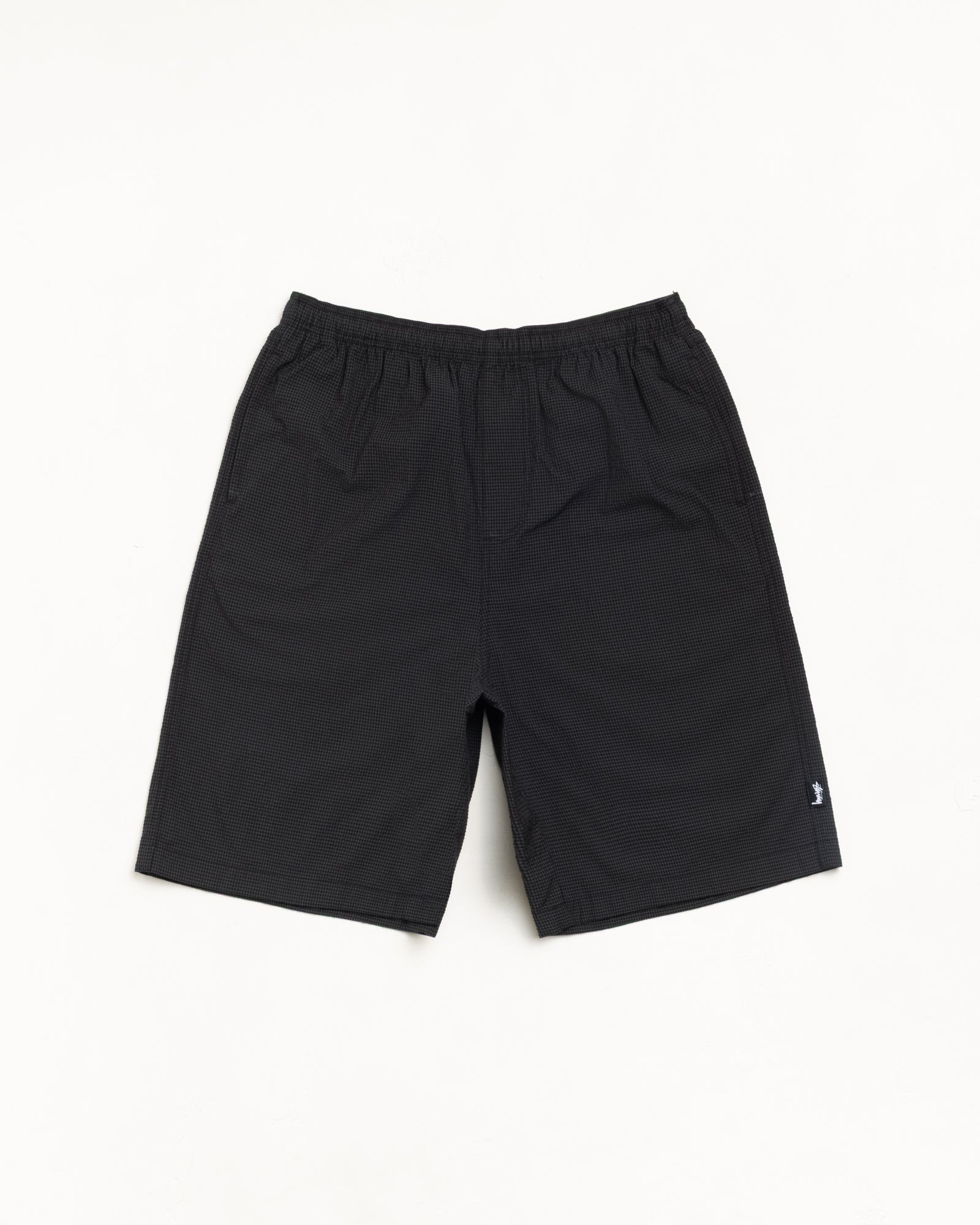 BAGGY SEERSUCKER BEACH SHORT, BLACK