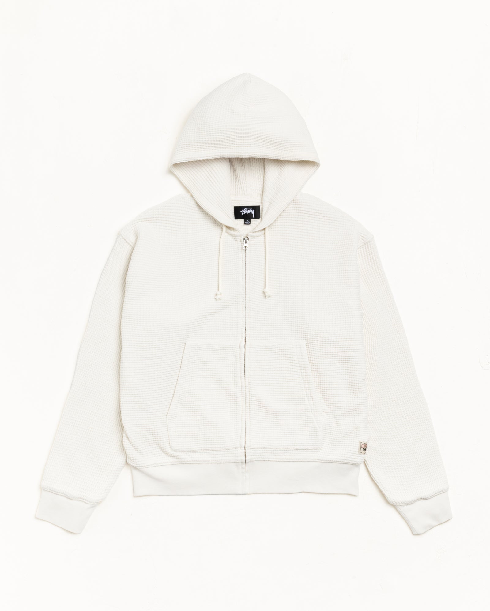 DOUBLE LAYER WAFFLE ZIP HOODIE, Off White