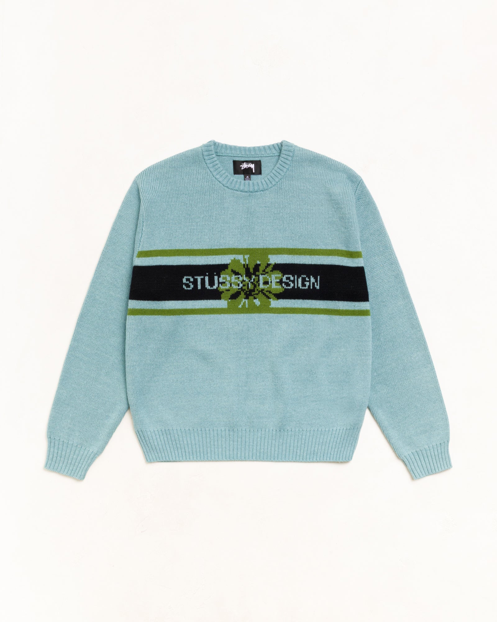 STRIPED HIBISCUS SWEATER, Dusty Blue
