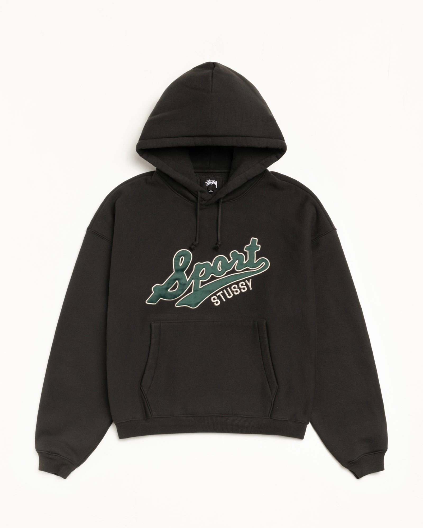 SATIN PATCH HOODIE、Washed Black