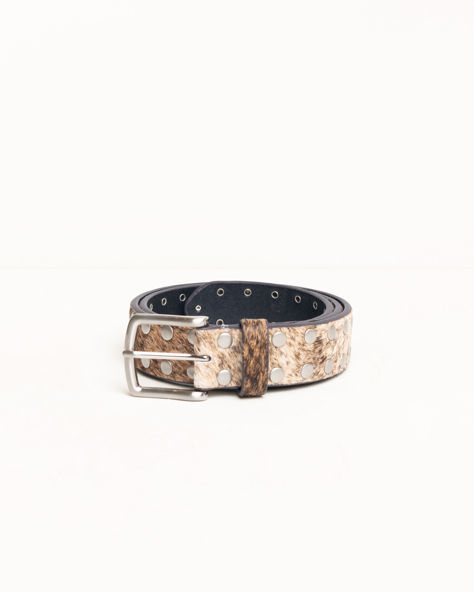 8 BALL STUDDED BELT、Raw Cowhide Hair