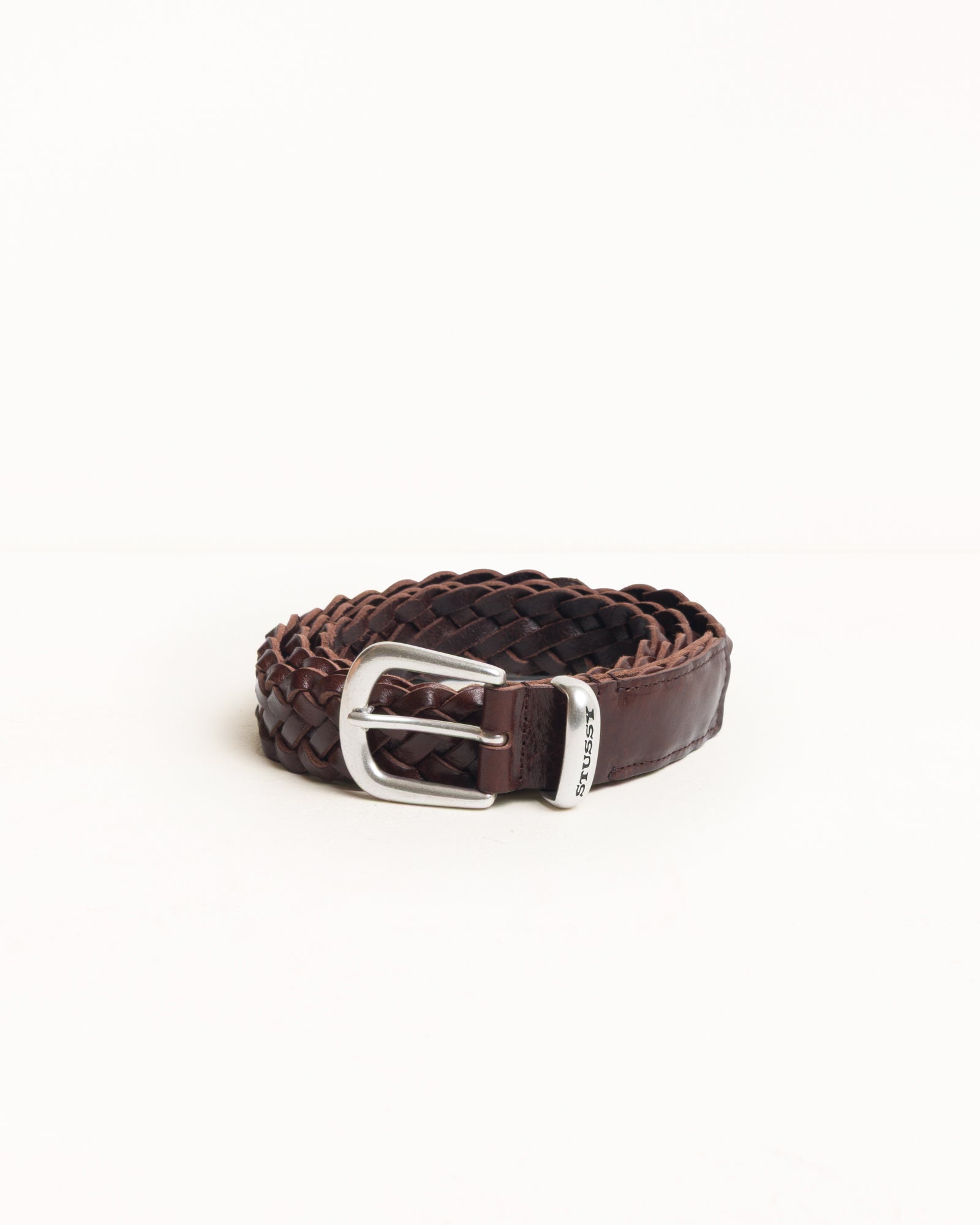 BRAIDED LEATHER BELT, Brown