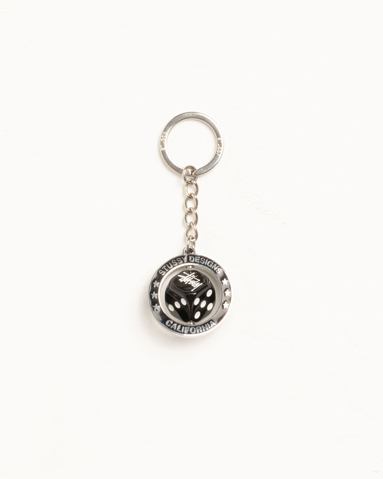 SPINNING DICE KEYCHAIN, Silver