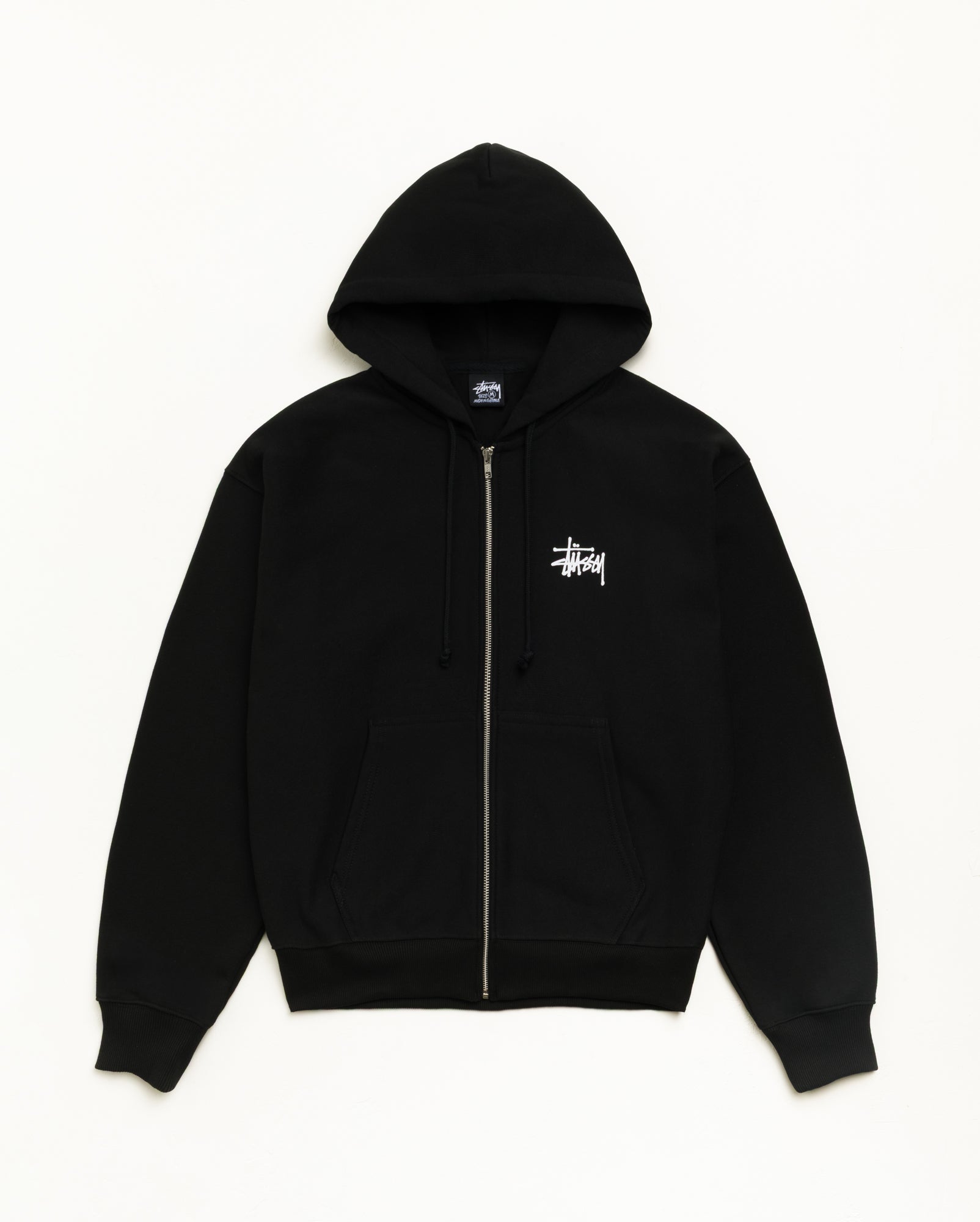 BASIC STÜSSY ZIP HOODIE, Black