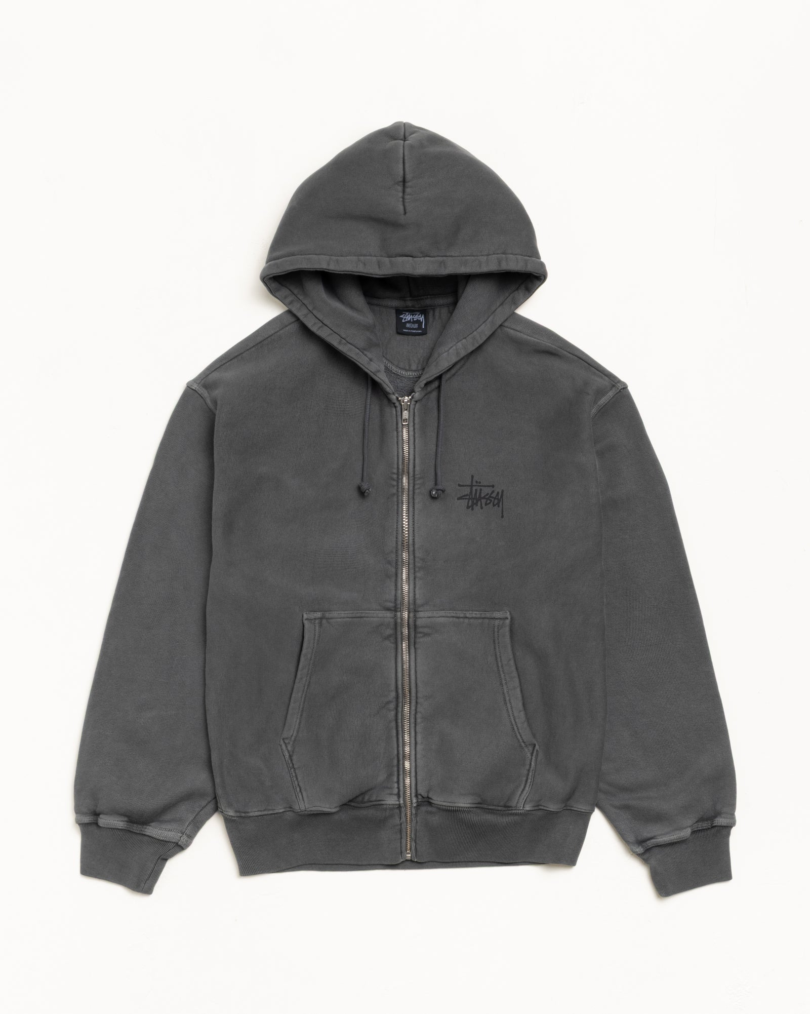 BASIC STÜSSY ZIP HOODIE, Black/Black